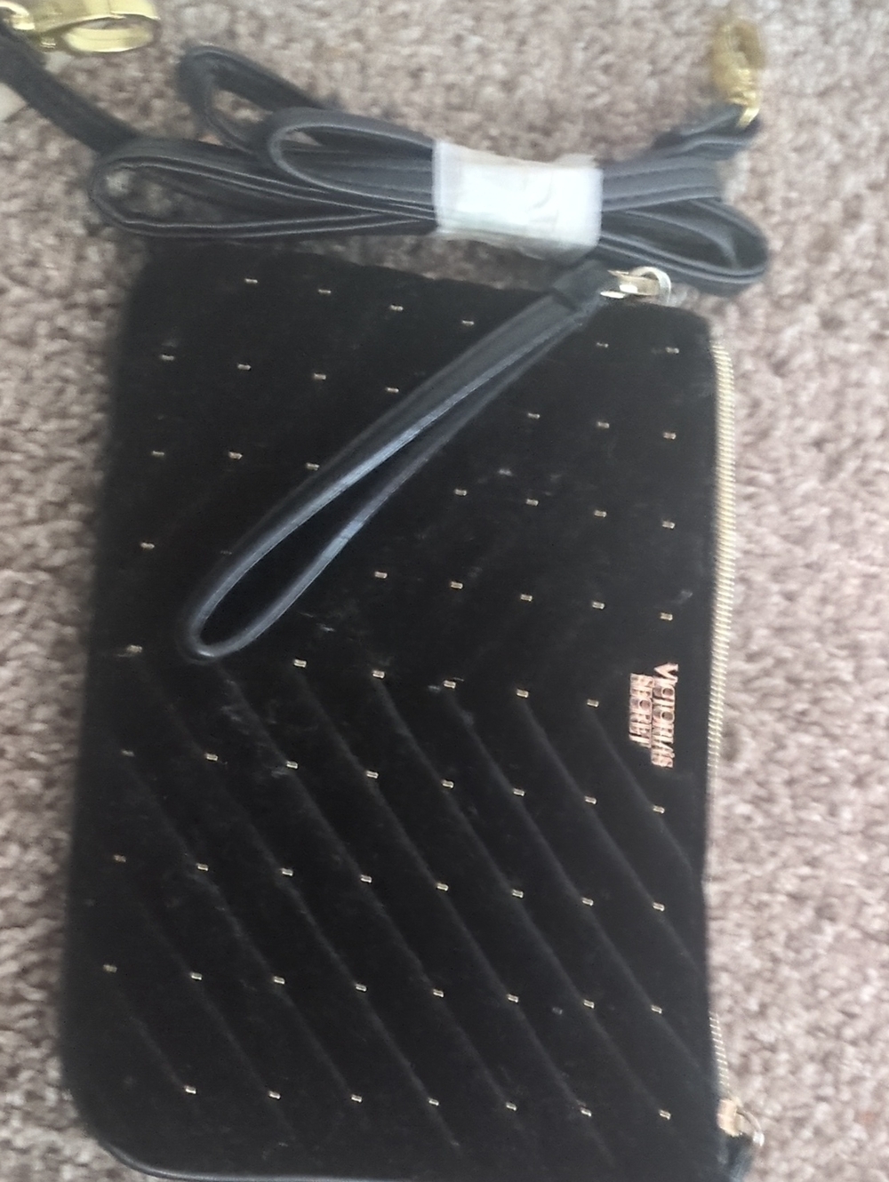 Victoria's Secret Black Quilted Wristlet Crossbody